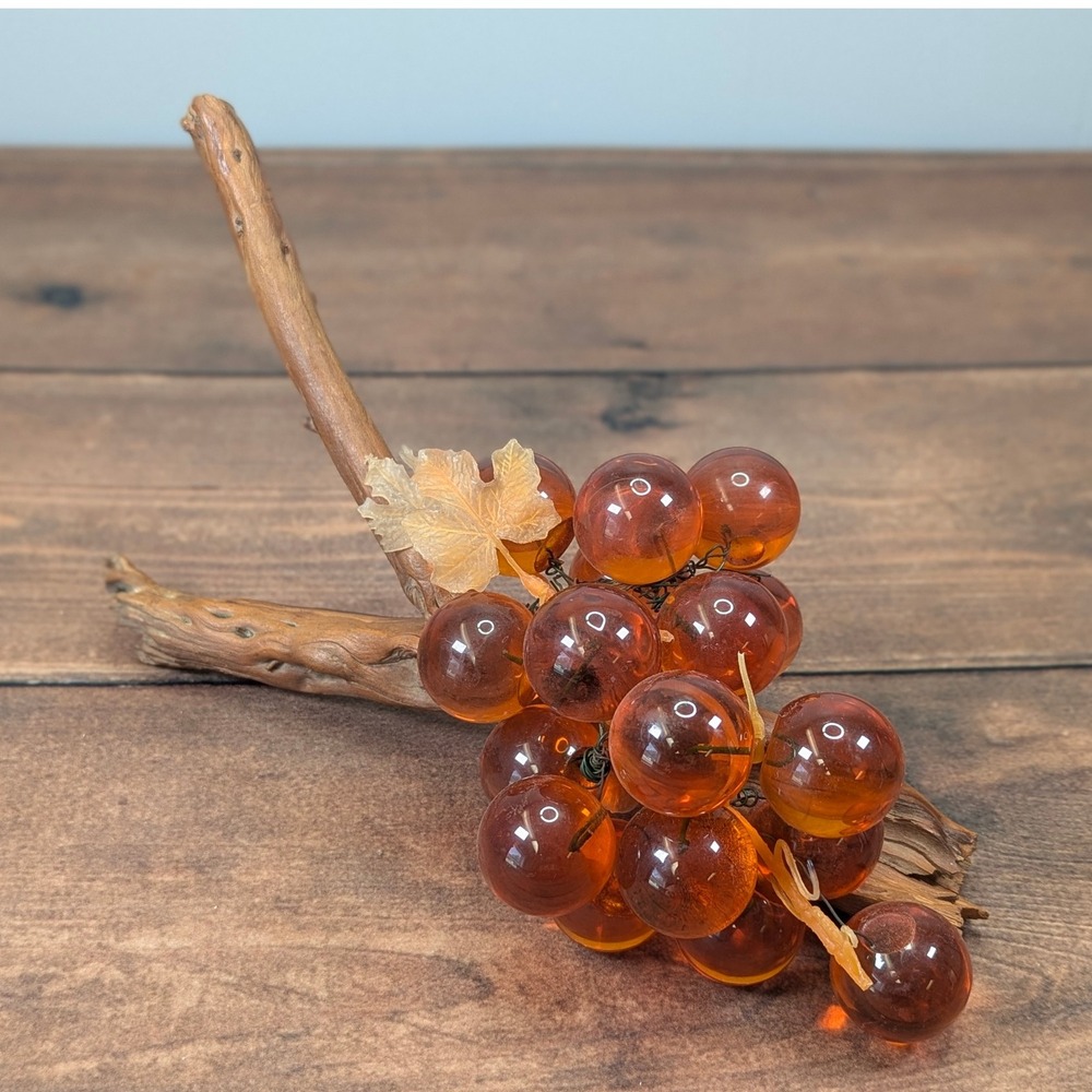 Amber Glass Grapes Faux Fruit Table Decor Centerpiece Vintage‎ Style
